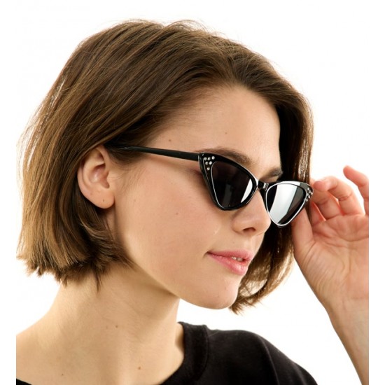 Black Cat Eye Rhinestone Glasses