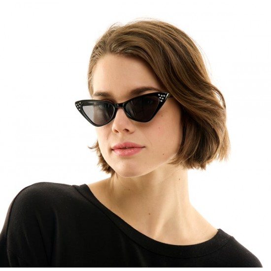 Black Cat Eye Rhinestone Glasses