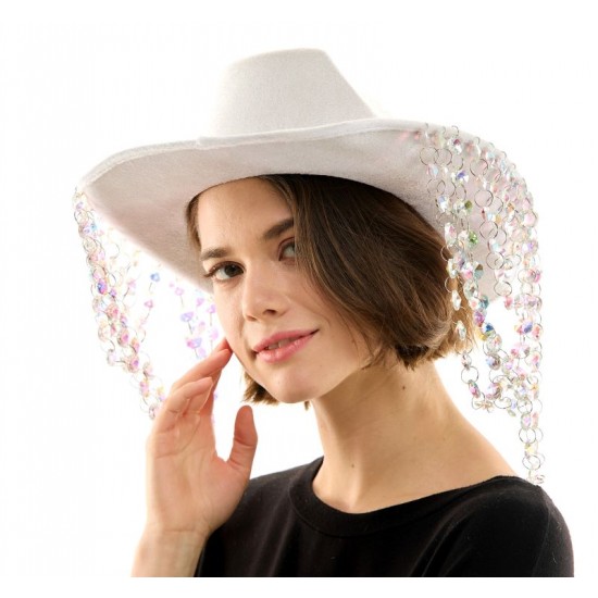 White Cowboy Hat with Jewels