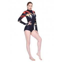 Black Flame Rhinestone Bodysuit - Medium