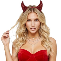 Red Rhinestone Clip On Horns