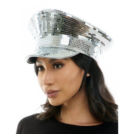 Silver Mirror Captain Hat