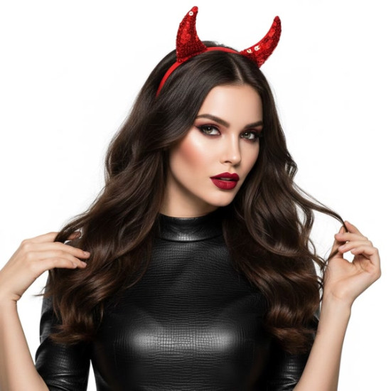 Red Sequin Devil Horn Headband