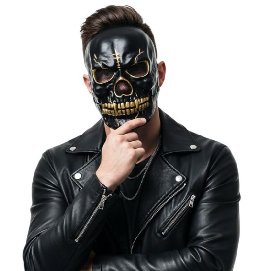 Black and Gold Skull Mask