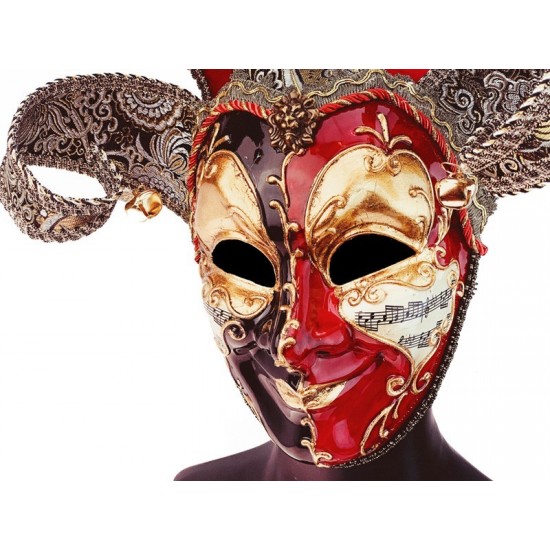 Black and Red Venetian Jester Mask