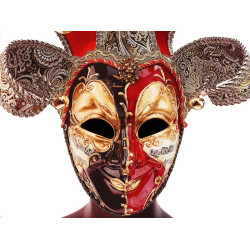 Black and Red Venetian Jester Mask