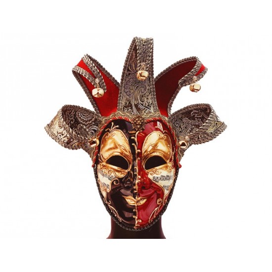 Black and Red Venetian Jester Mask