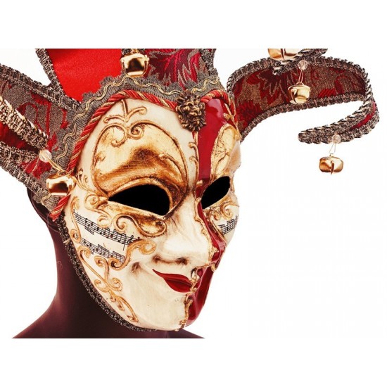 Red and White Venetian Jester Mask