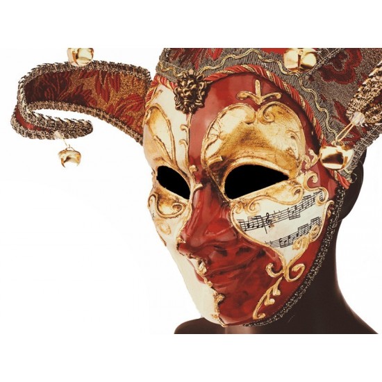 Red and White Venetian Jester Mask