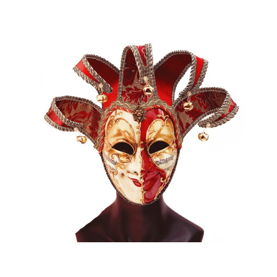 Red and White Venetian Jester Mask