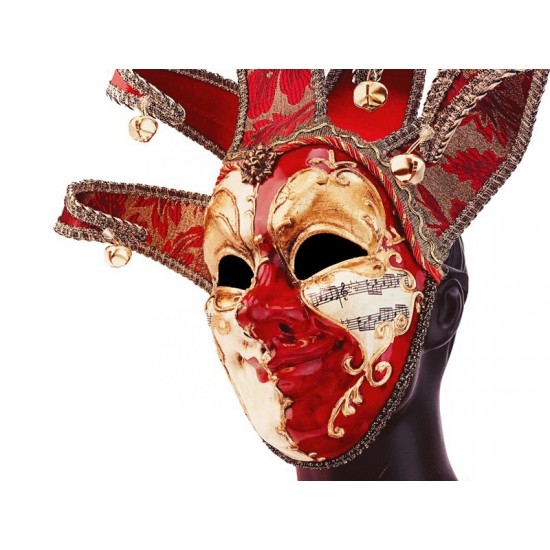 Red and White Venetian Jester Mask