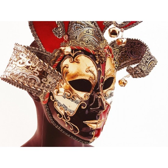 Red and Black Venetian Jester Mask