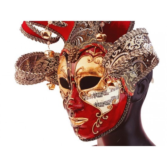 Red and Black Venetian Jester Mask