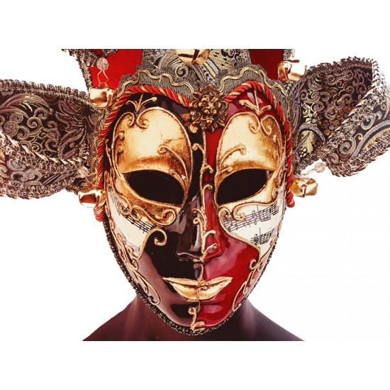 Red and Black Venetian Jester Mask
