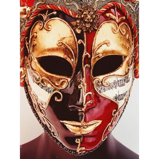 Red and Black Venetian Jester Mask