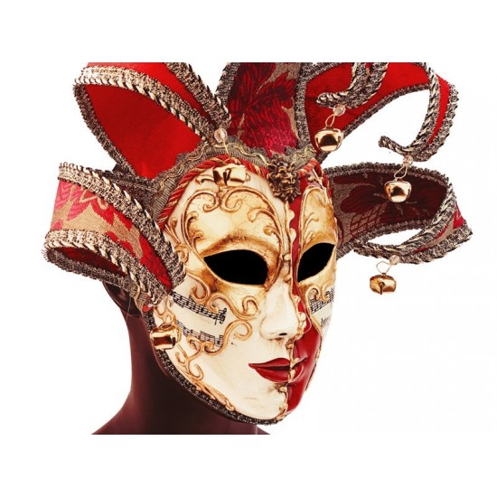 Red and Gold Venetian Jester Mask