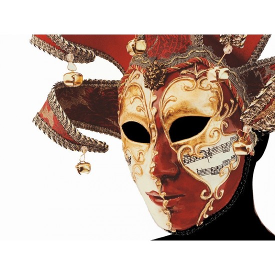 Red and Gold Venetian Jester Mask