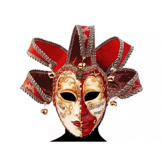 Red and Gold Venetian Jester Mask