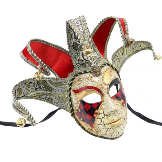Red, Black and Gold Venetian Jester Mask