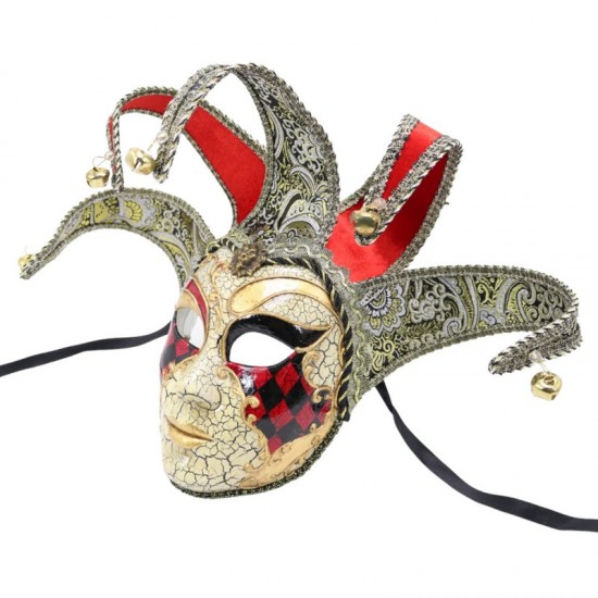 Red, Black and Gold Venetian Jester Mask