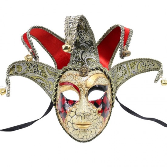 Red, Black and Gold Venetian Jester Mask