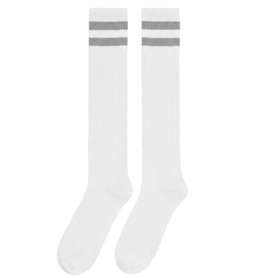 Silver Knee High Striped Socks