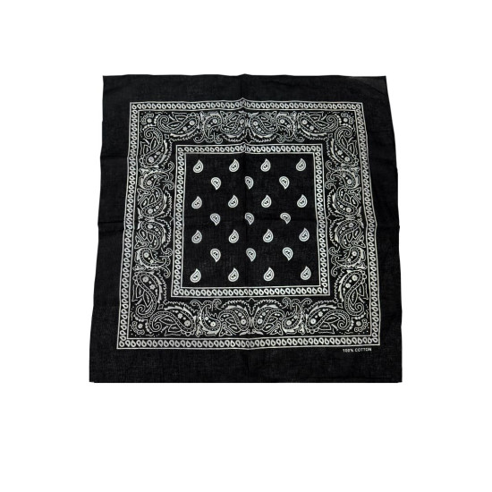 Black Paisley Bandana 20x20in
