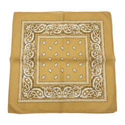 Gold Paisley Bandana  20x20in