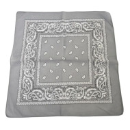 Silver Paisley Bandana  20x20in
