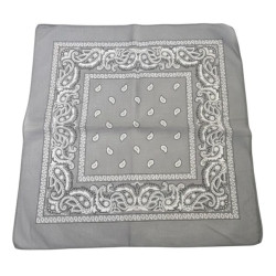 Silver Paisley Bandana  20x20in