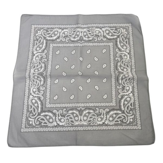 Silver Paisley Bandana  20x20in