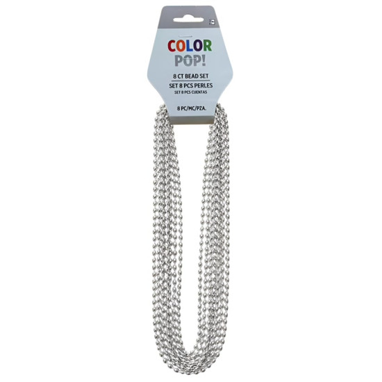 Silver 30 inch 8ct Oval Beads
