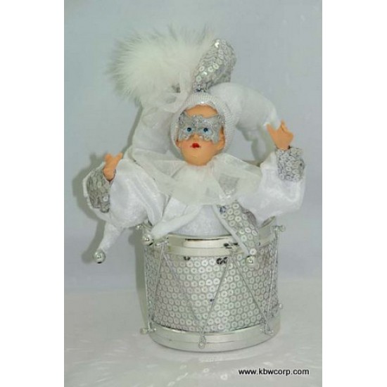 Sequin Jester Doll in Drum Sequin Jester Doll in Drum