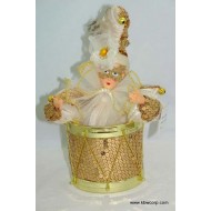 Gold Sequin Jester Doll in Drum Gold Sequin Jester Doll in Drum