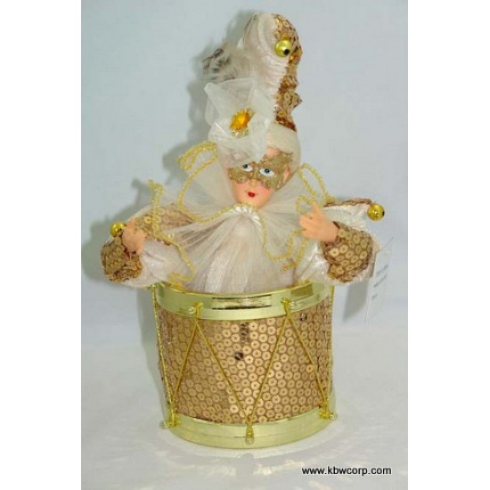Gold Sequin Jester Doll in Drum