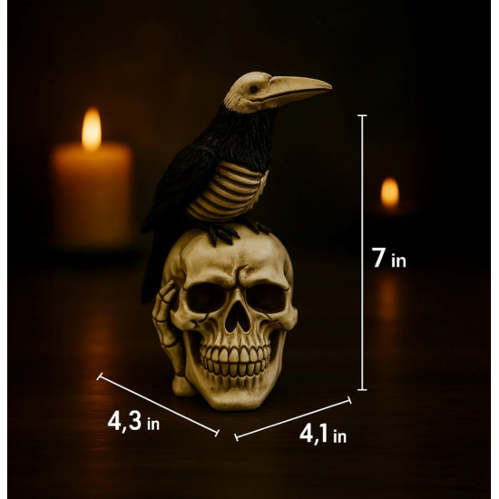 Skull With Skeleton Bird Décor Skull With Skeleton Bird Décor