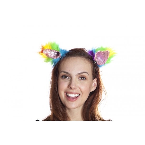Rainbow Sequin Cat Ears Clips
