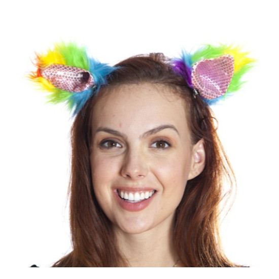 Rainbow Sequin Cat Ears Clips
