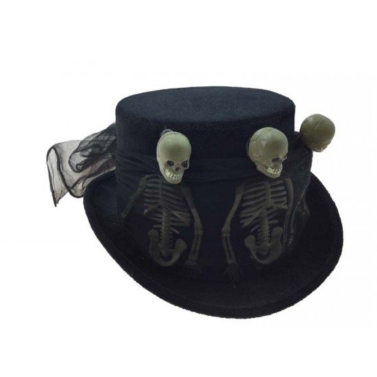 Black Skeleton Top Hat