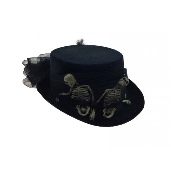 Black Skeleton Top Hat