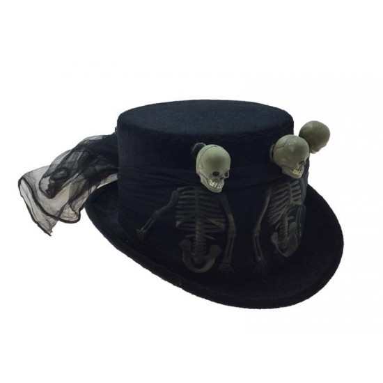 Black Skeleton Top Hat