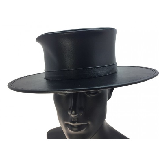 Black Leather Wide-Brim Hat Black Leather Wide-Brim Hat
