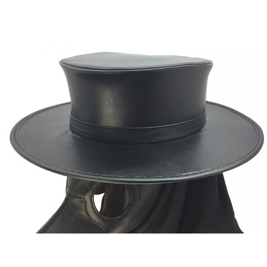 Black Leather Wide-Brim Hat Black Leather Wide-Brim Hat