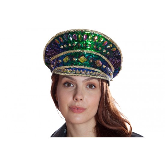 Iridescent Jeweled Captain Hat