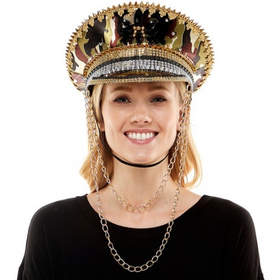 Camouflage Captain Hat with Chain