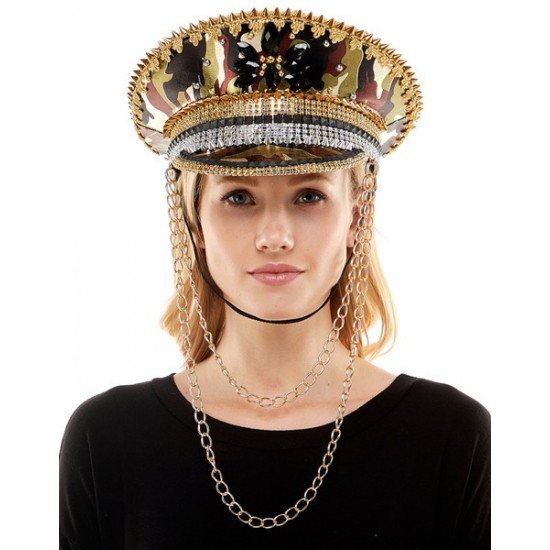 Camouflage Captain Hat with Chain