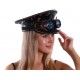 Iridescent Black Captain Hat with Goggles
