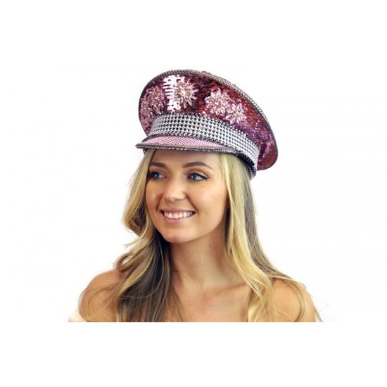 Pink Sequin Captain Hat