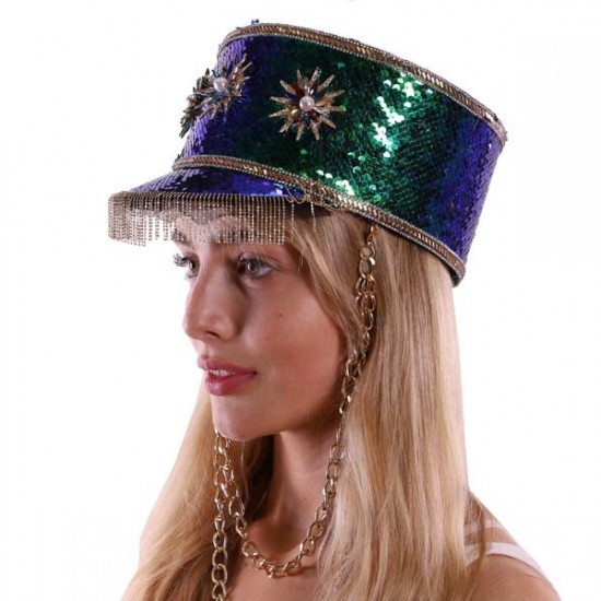 Green Parade Hat with Chain Green Parade Hat with Chain