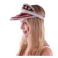 Red Sequin Visor Hat